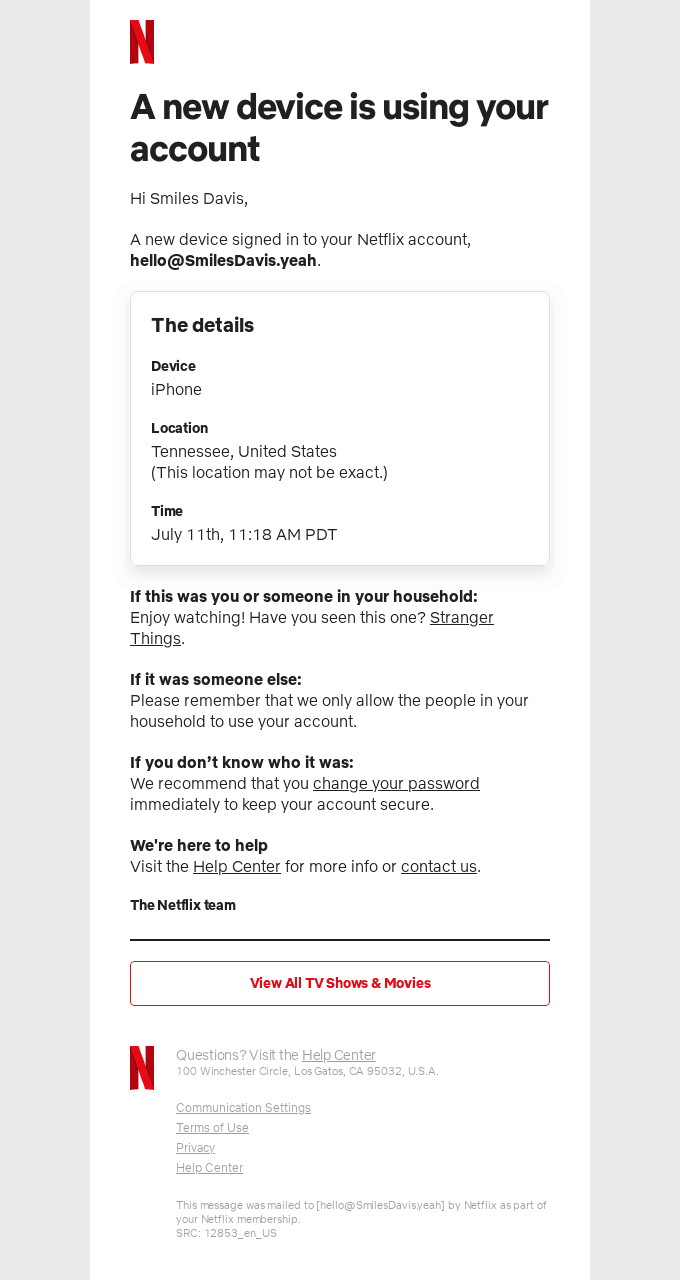 A new device is using your account