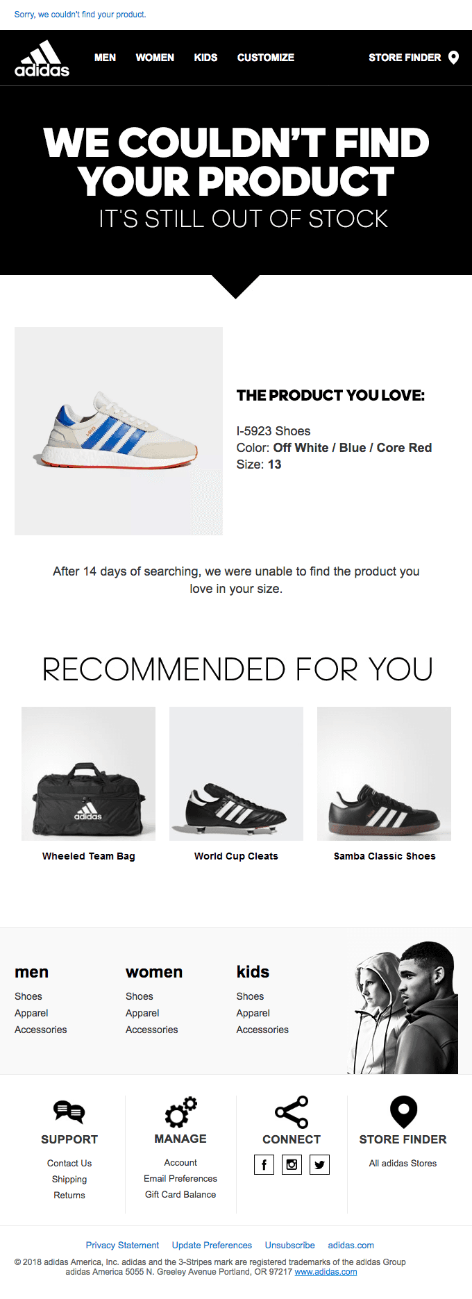 Adidas: Smiles Davis, sadly we couldn’t find your product.