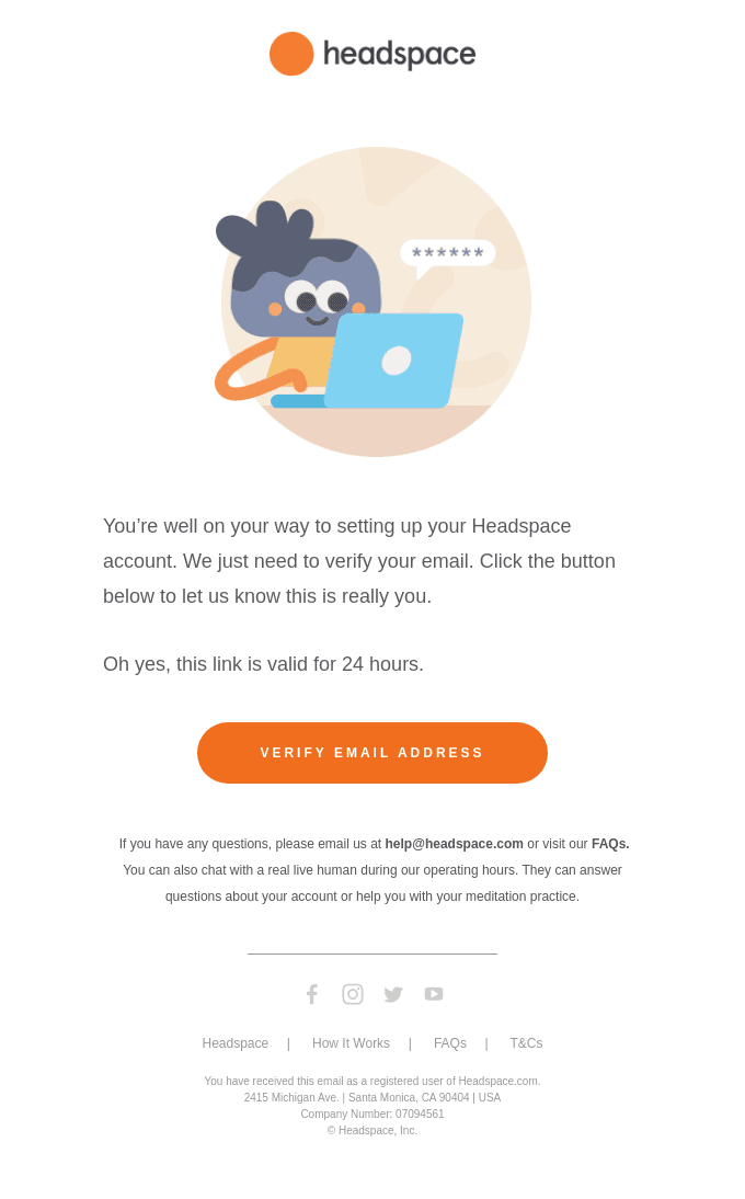 Confirm your email on Headspace