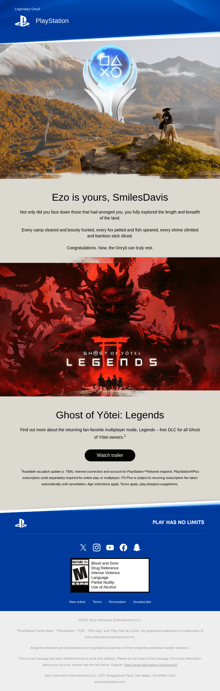 Congrats on the Ghost of Yōtei Platinum, mtthlbg!