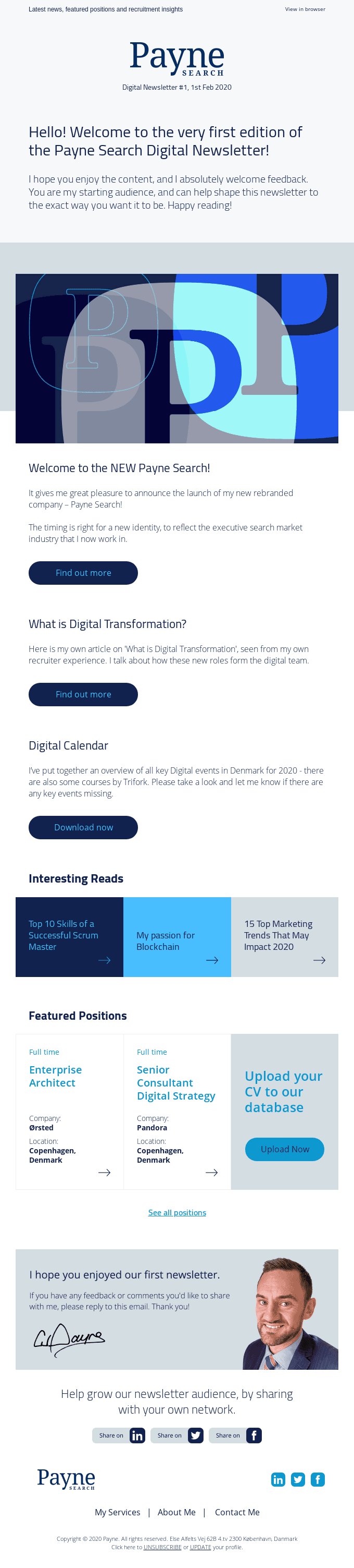 Digital Newsletter from Payne Search! – 1st Edition