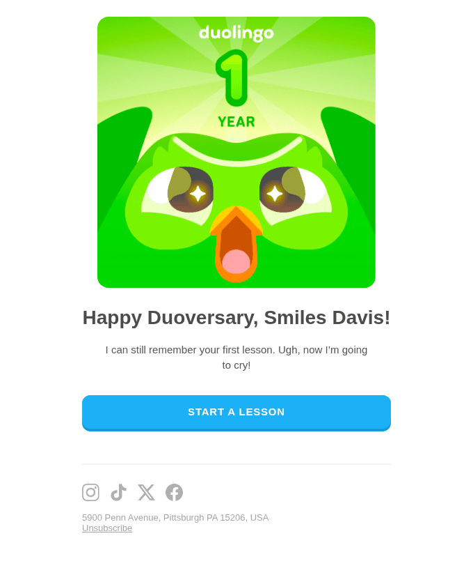 Smiles Davis, it’s your Duoversary!