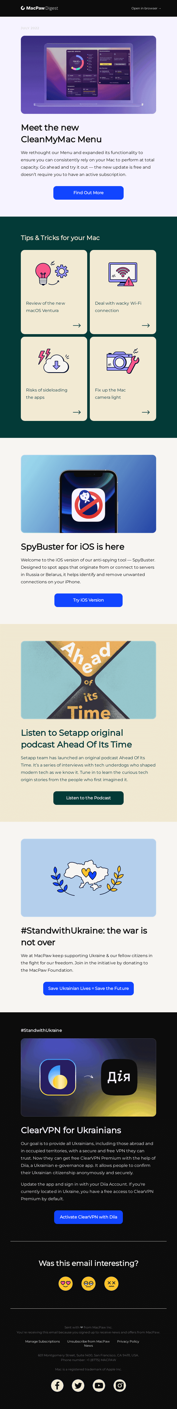 New CleanMyMac Menu, SpyBuster for iOS, Setapp podcast, and more