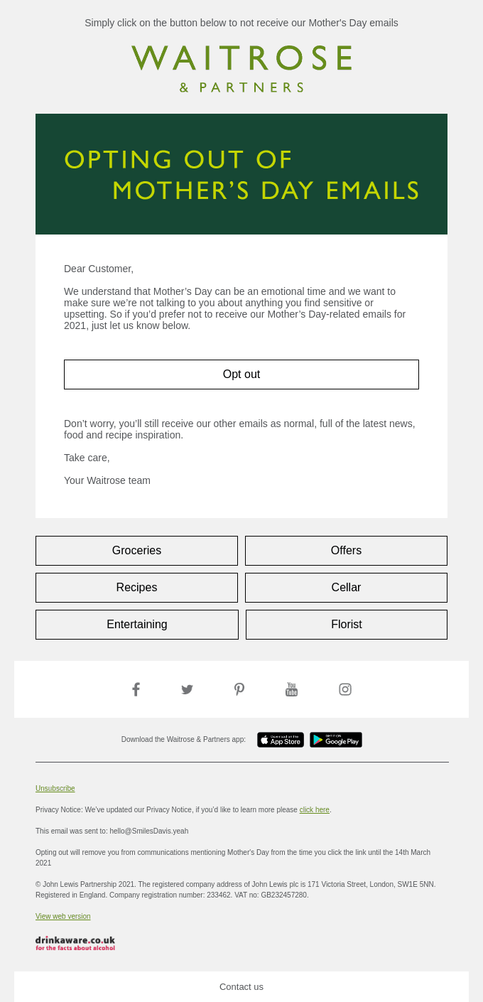 Prefer not to receive our Mother’s Day emails?