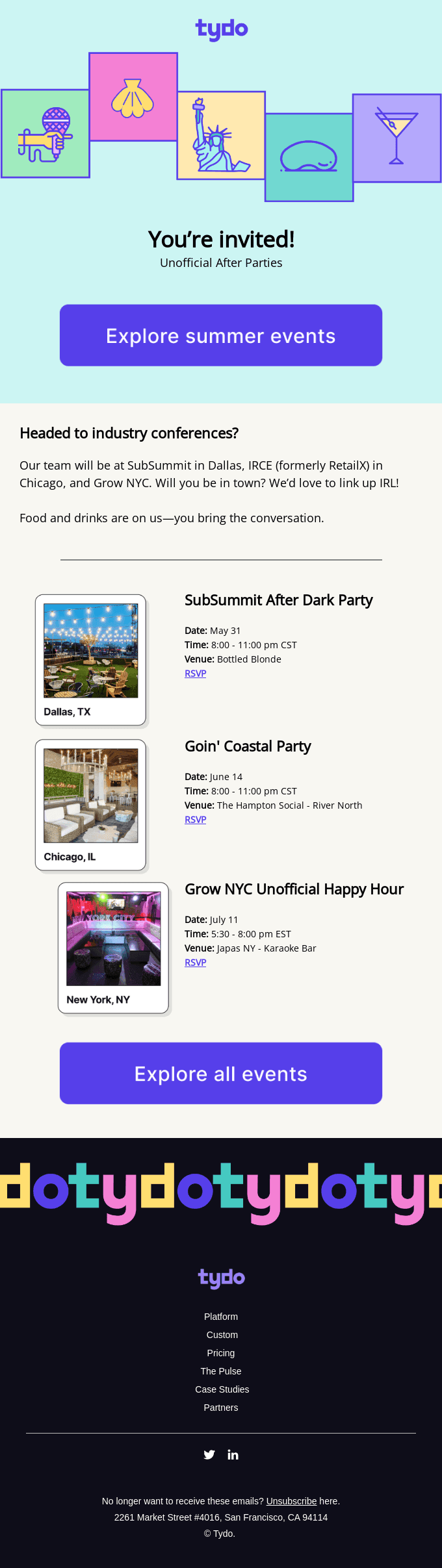 Tydo IRL ☀️: Join us in Dallas, Chicago, or NYC!