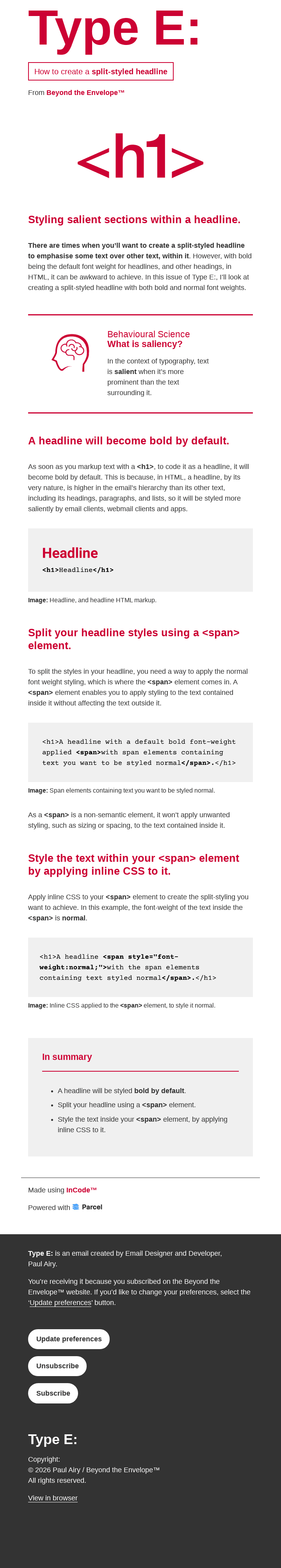 Type E: How to create a split-styled headline.