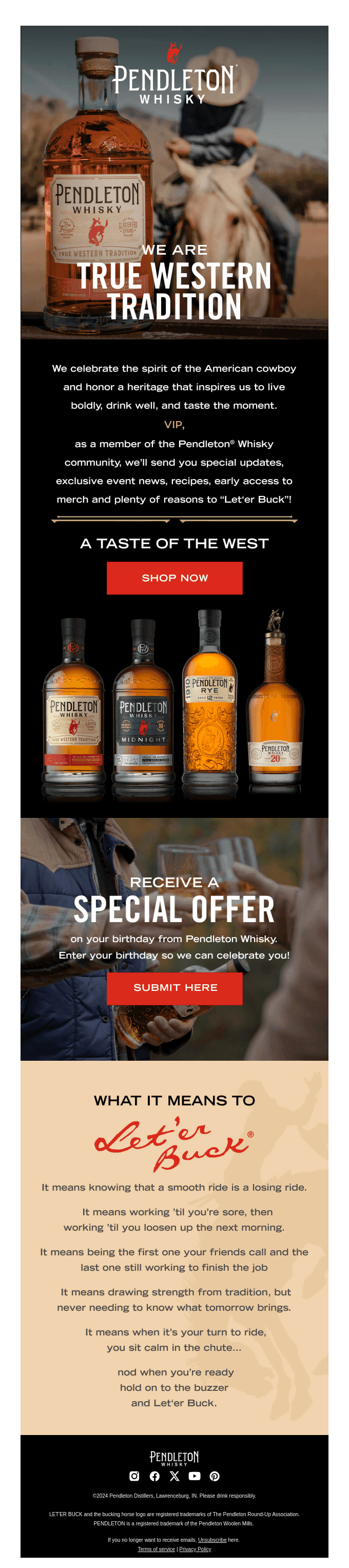 VIP, Welcome to the Pendleton Whisky Family!