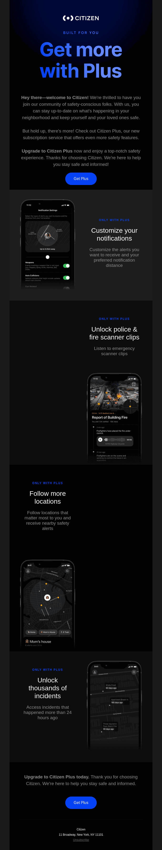 Welcome to Citizen! Upgrade to Plus for an upleveled safety experience
