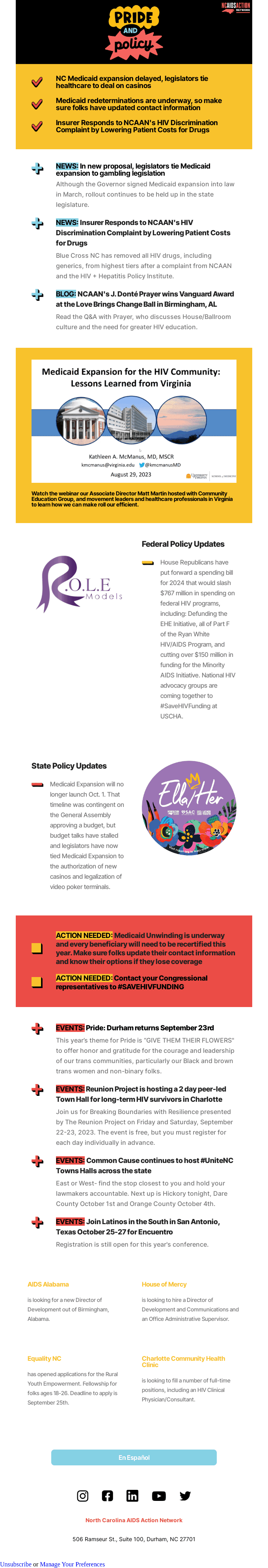 We're back! Check out this month's newsletter from NCAAN