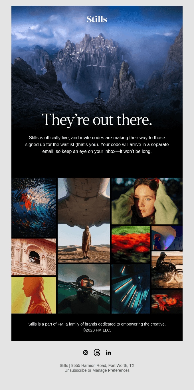 Your Stills invite is (almost) here.
